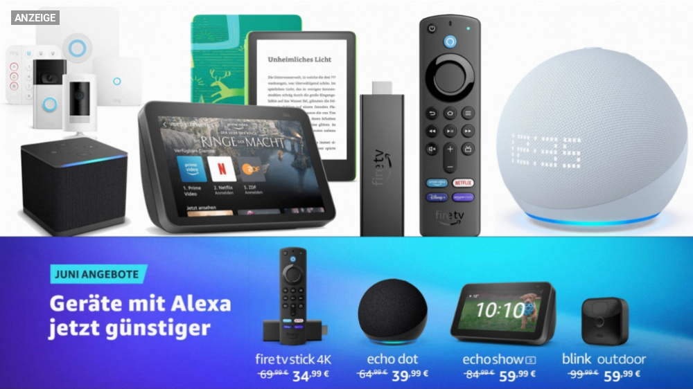Amazon mit Alexa-Sale - teils zum halben Preis: Fire TV Stick 4K, Echo Dot, Echo Show, Ring uvm. kurz topgünstig