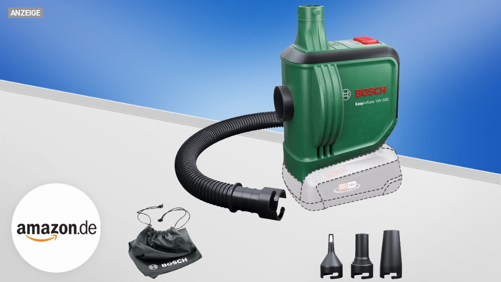 Immer dabei dank Akku: Meistverkaufte elektrische Luftpumpe Bosch Easy Inflate 18V-500 reduziert