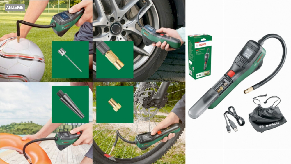 Elektrische Fahrradpumpe top-bewertet und Bestseller Nr. 1: Diese Luftpumpe von Bosch muss man kennen - bei Amazon mit 25 % Rabatt