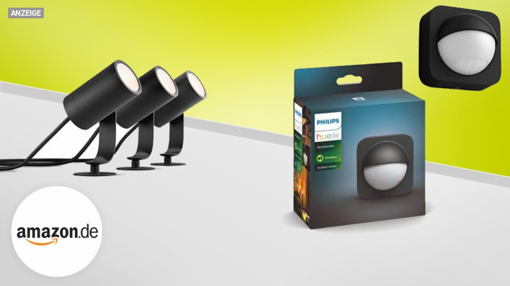 95 Euro gegenüber Einzelkauf sparen: Philips Hue LED-Gartenstrahler + Bewegungsmelder für kurze Zeit als Set