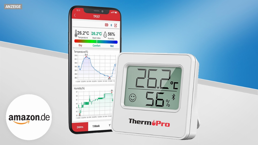 42 % Rabatt auf Bluetooth-Hygrometer: Luftfeuchtigkeit und Temperatur clever messen via App