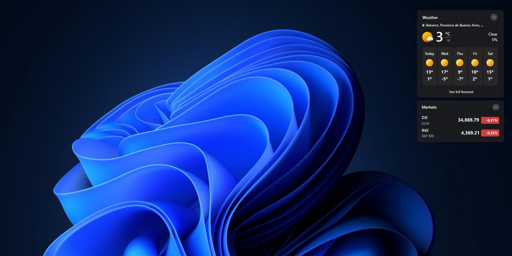 Windows 11 mit Desktop-Widgets als Konzept