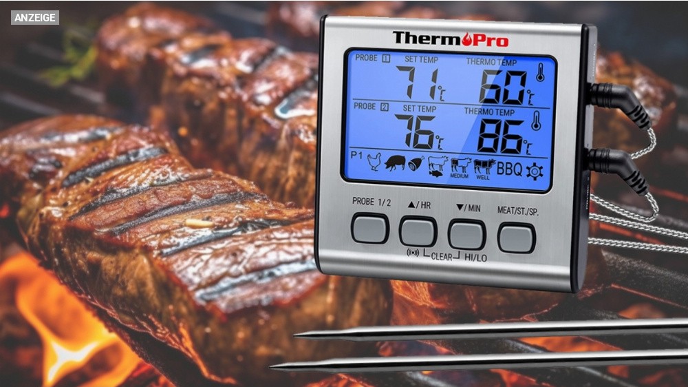 Bestseller mit 40 % Rabatt: Digitales Grill-Thermometer - so Steak, Lachs, Hähnchen & Co. perfekt grillen