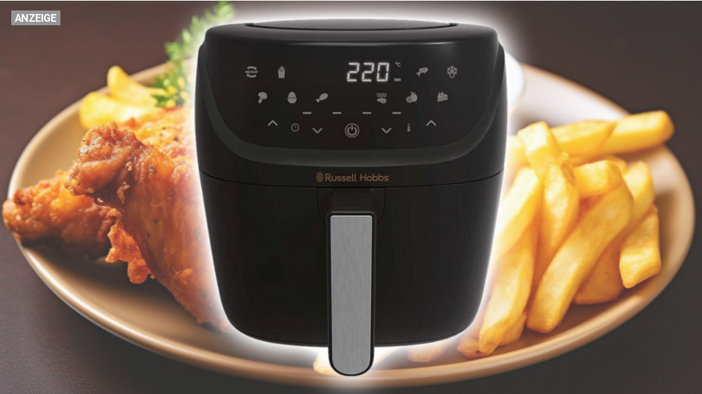 88 statt 200 Euro: Fett sparen statt fett essen mit Heißluftfritteuse von Russell Hobbs mit XXL-Kapazität