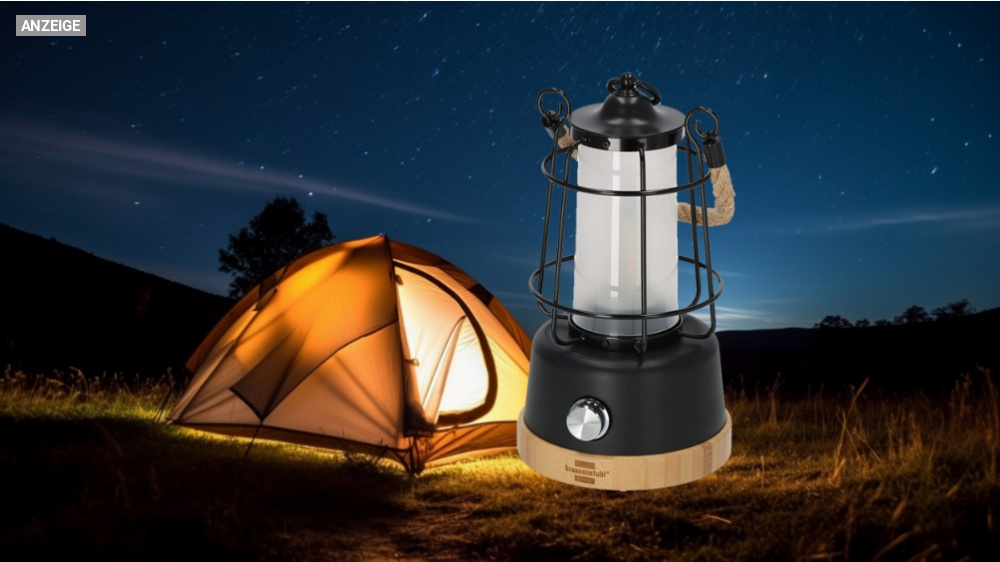 43 % Rabatt auf beliebte Outdoor-Lampe mit LED, wechselbarem Akku, USB und Powerbank von Brennenstuhl