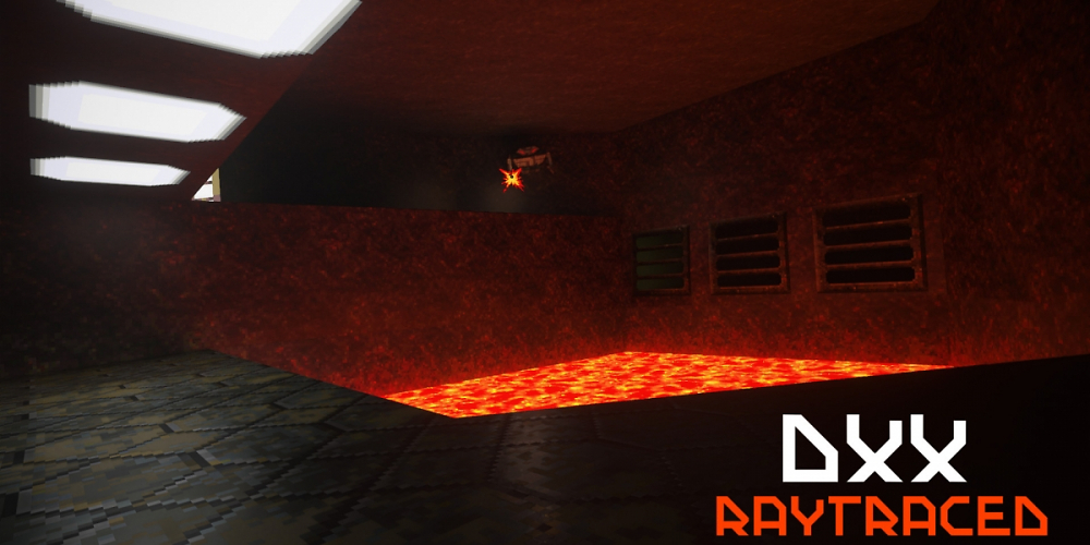 DXX Raytraycer, Descent mit Pathtracing Global Illumination.