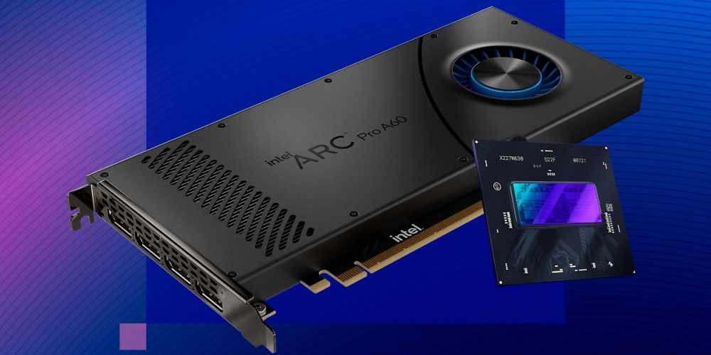 Für professionelle Workstations erweitert Intel seine Arc-Pro-A-GPU-Reihe mit der Arc Pro A60 für Desktop-Umgebungen und der A60M-Variante für Laptops.