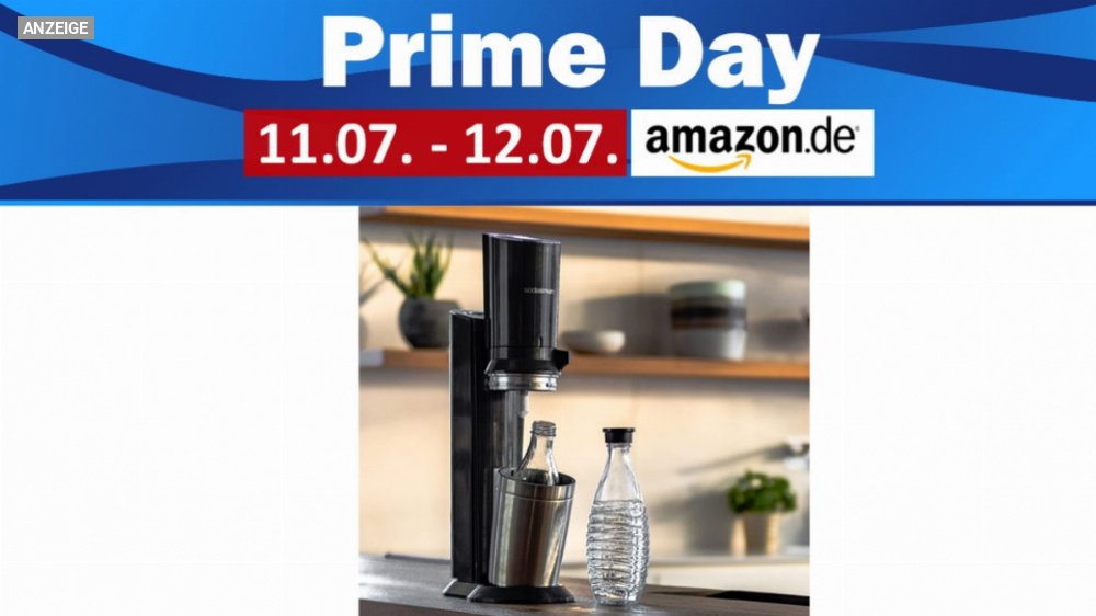 Nur kurz: Hoher Prime-Day-Rabatt für SodaStream Crystal Wassersprudler mit Zylinder & Flaschen