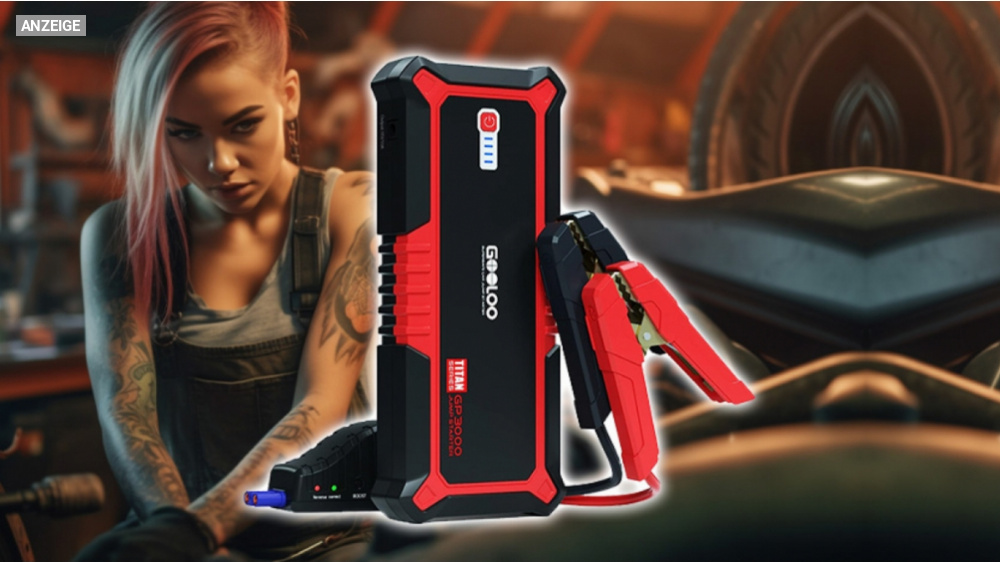 Die Powerbank fürs Auto fast zum halben Preis: GP3000 mit Auto-Starthilfe, USB-Schnellladung und Taschenlampe