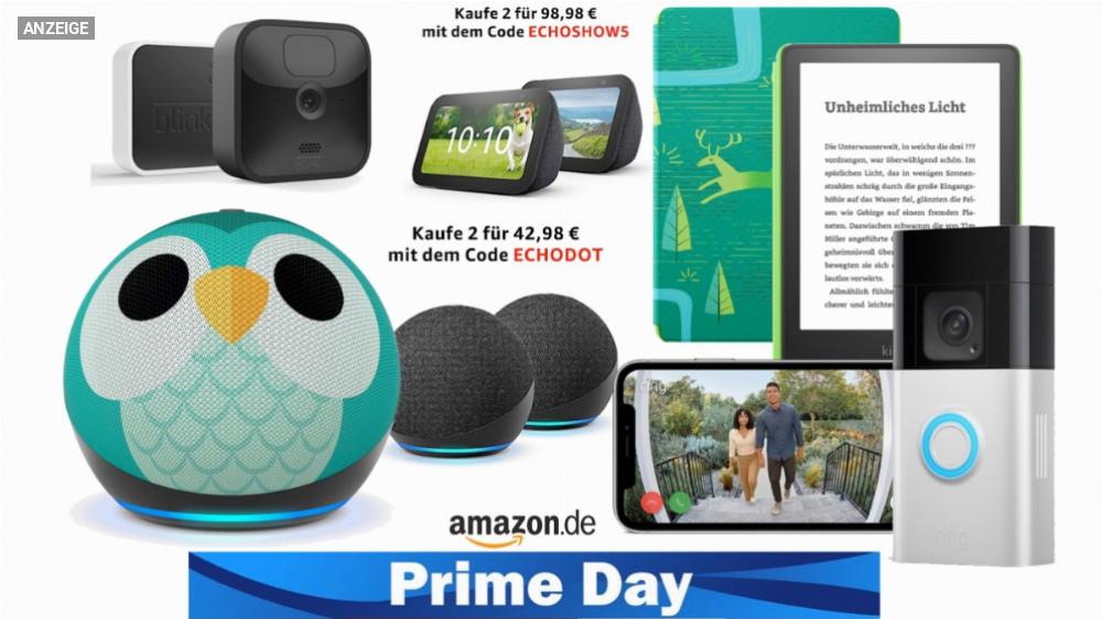 Prime Day: Amazon Alexa teils günstiger denn je - Echo Dot, Echo Show, Ring, Blink, Kindle (Update: Fire TV Stick 4K günstig wie nie)