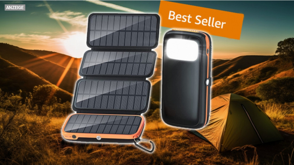 Das Balkonkraftwerk für die Hosentasche: Solar-Powerbank-Bestseller mit 4 Solarpaneelen und USB-C so günstig wie nie