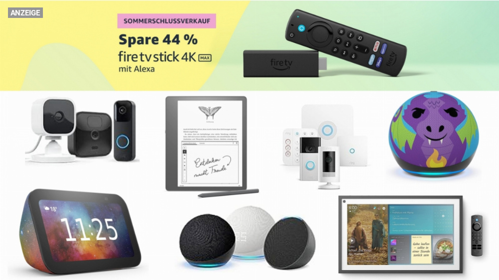 Alexa-Sommer-Sale bei Amazon: Fire TV Stick 4K, Echo Dot, Blink, Ring, Kindle uvm. bis 60 % günstiger