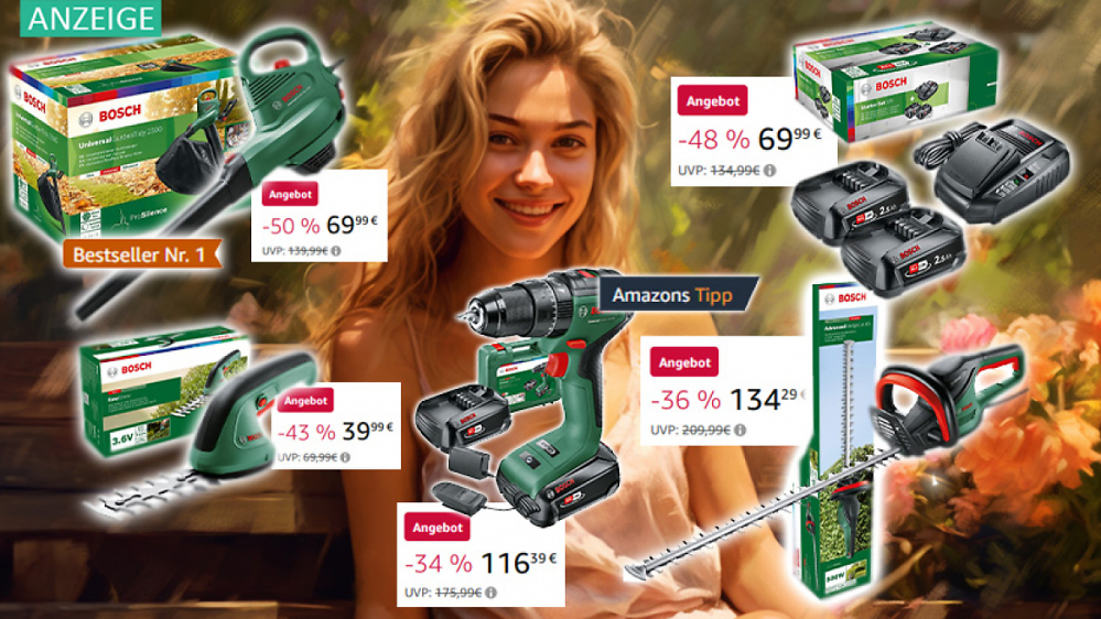 Bosch im Preissturz: Bis zu 61 % Rabatt und 180 Euro Ersparnis auf ausgewählte Home and Garden Produkte bei Amazon