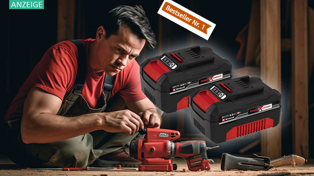 Zwei Akkus zum Preis von einem: 2x Einhell Akku 18V 4,0 Ah im Set mit 72 Euro Rabatt - Amazon-Topseller!