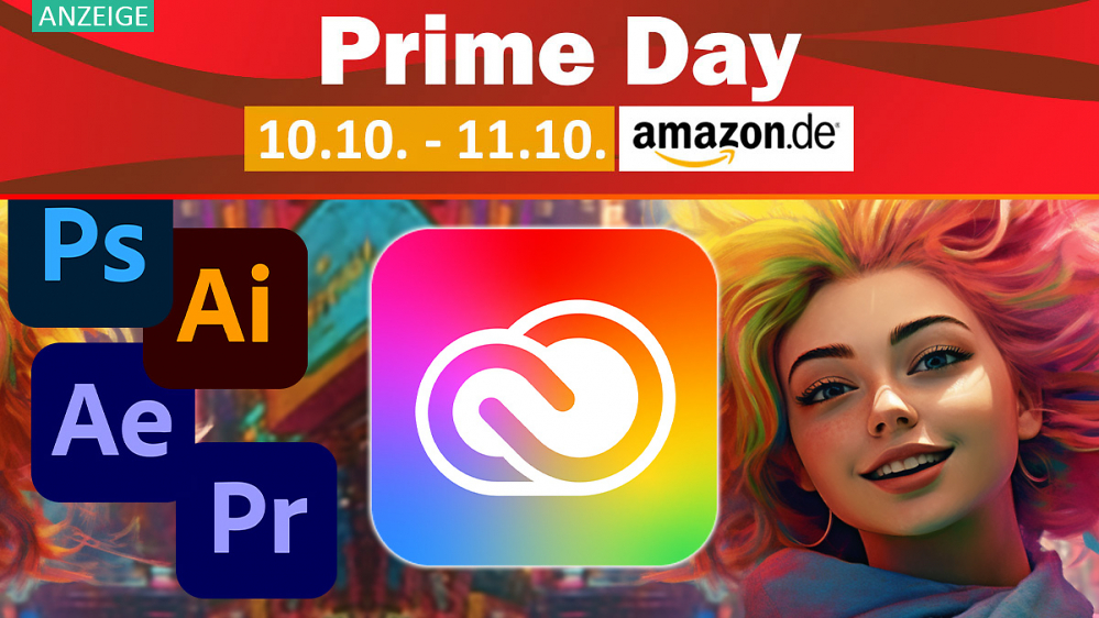 Nur noch heute fast 300 Euro auf alle Apps der Adobe Creative Cloud sparen! 1 Jahres-Lizenz günstig am Amazon Prime Day abstauben