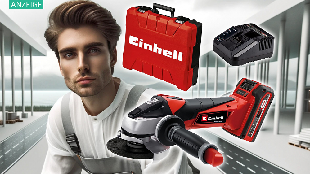 Nur noch kurz nirgendwo günstiger: Einhell Akku-Winkelschleifer + Akku + Ladegerät bei Amazon im Angebot