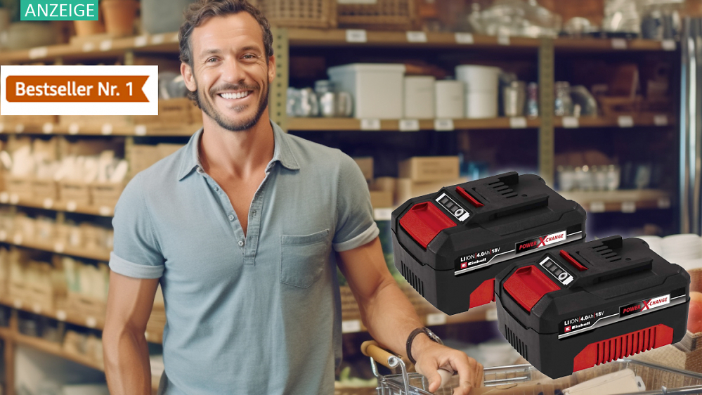 Kein Akku liegt häufiger im Amazon-Einkaufskorb: Topseller Einhell Akku 18V 4,0 Ah im Twinpack mit 74€ Rabatt