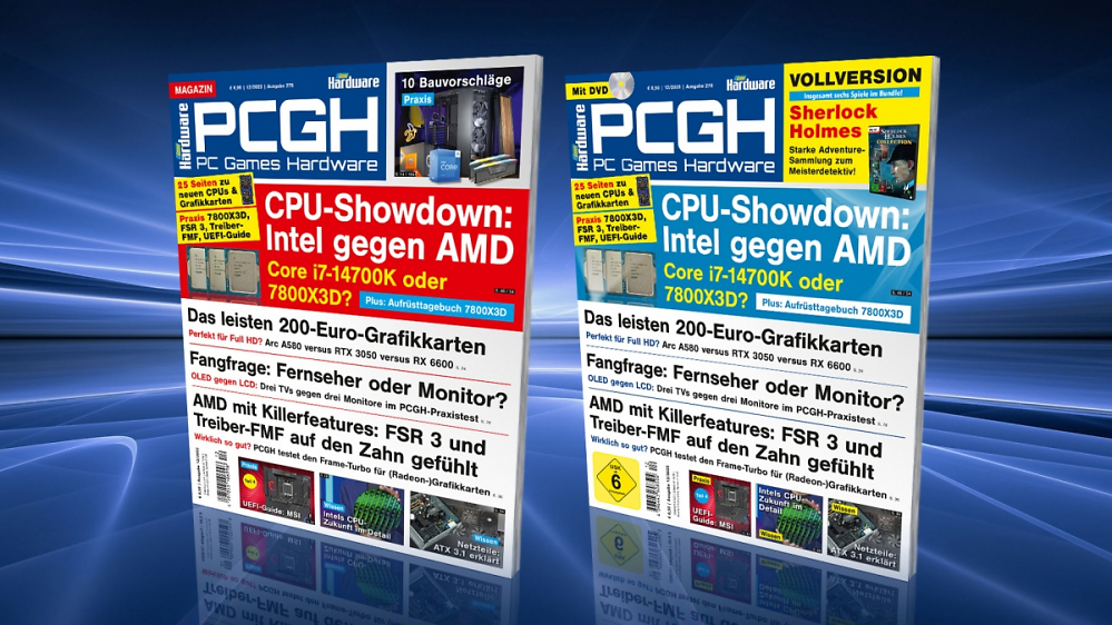 PCGH 12/2023: AMDs FSR 3.0 und FMF im Check, 10 Bauvorschläge, ATX 3.1 und 12V-2×6, i7-14700K vs. Ryzen 7800X3D, GPUs um 200 Euro, MSI-UEFI erklärt, OLED vs. LCD und mehr - als Vollversion: 6 Spiele in einer Kollektion