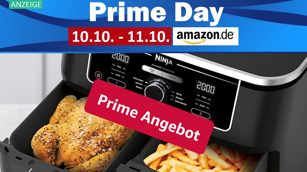 Satter Rabatt am Prime Day für Ninja Foodi Max Dual Zone: Heißluftfritteuse nirgendwo günstiger