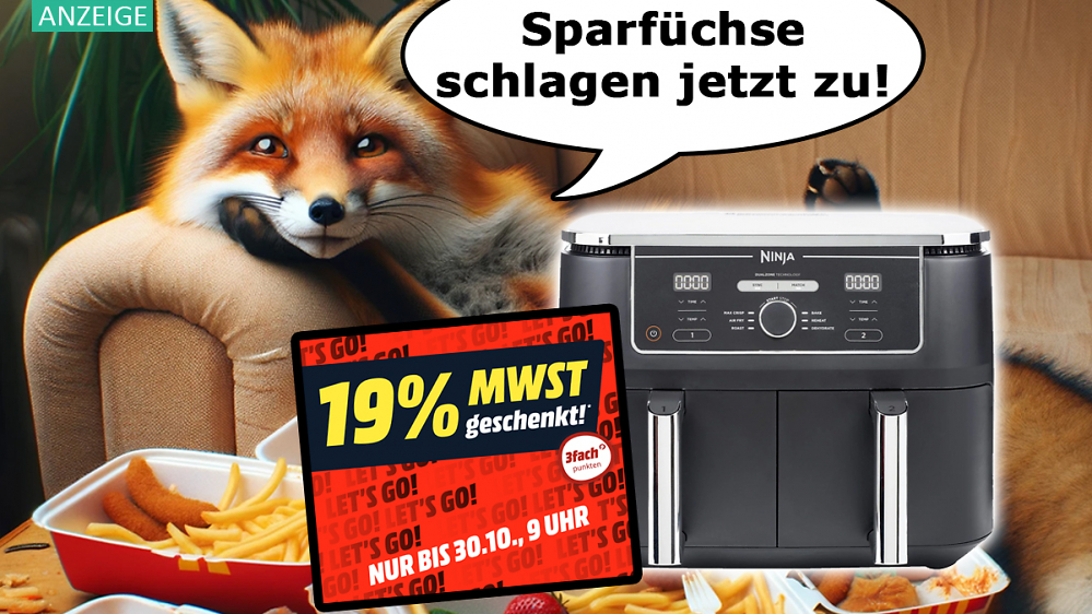 Unschlagbar günstig, aber es eilt! Ninja Foodi Max Dual Zone bei "Black Friday" von Media Markt (Heißluftfritteuse AF400EU)