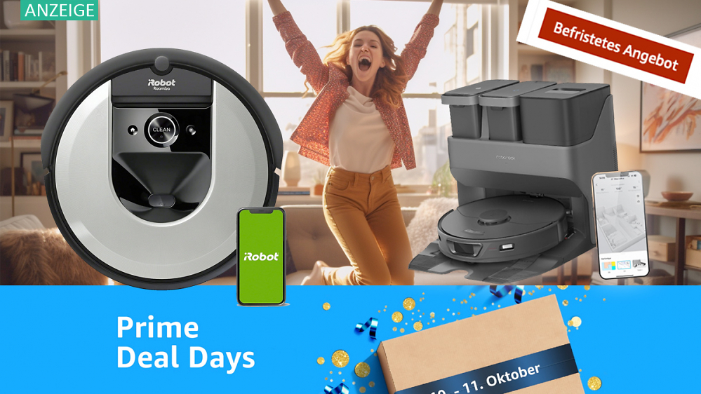 Am Prime Day verschleudert Amazon Saugroboter: Roborock S7, Dreame D9, iRobot i7 bis 50 % günstiger - nur noch heute