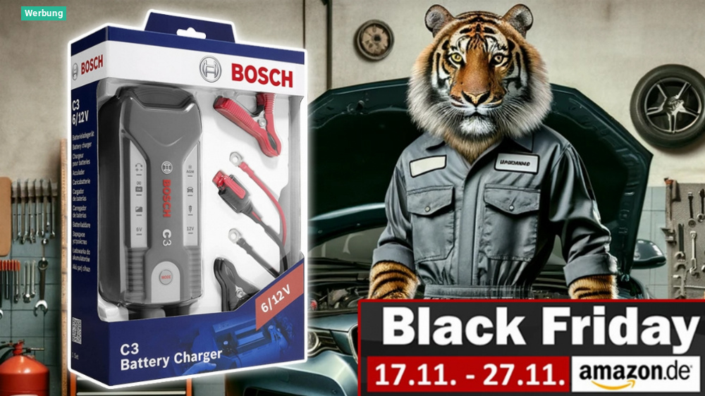 Preis fast halbiert! Bosch Ladegerät für Auto, Motorrad, Roller, Wohnmobil & Co. beim Amazon Black Friday