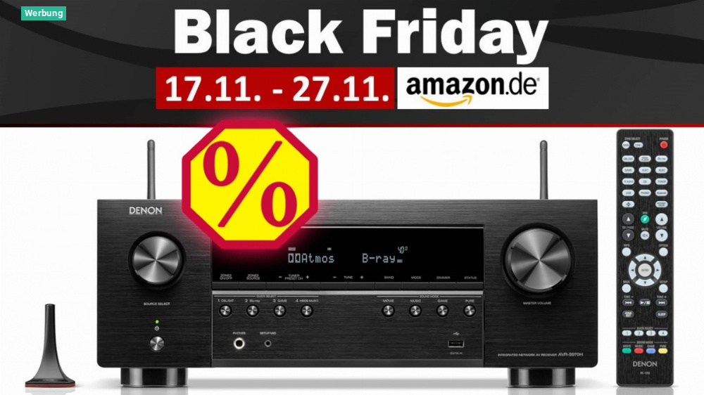 Kein Preisfehler! 370 Euro Rabatt auf Receiver Denon AVR-S970H mit 8K, 7.2, Atmos, DTS:X beim Amazon Black Friday