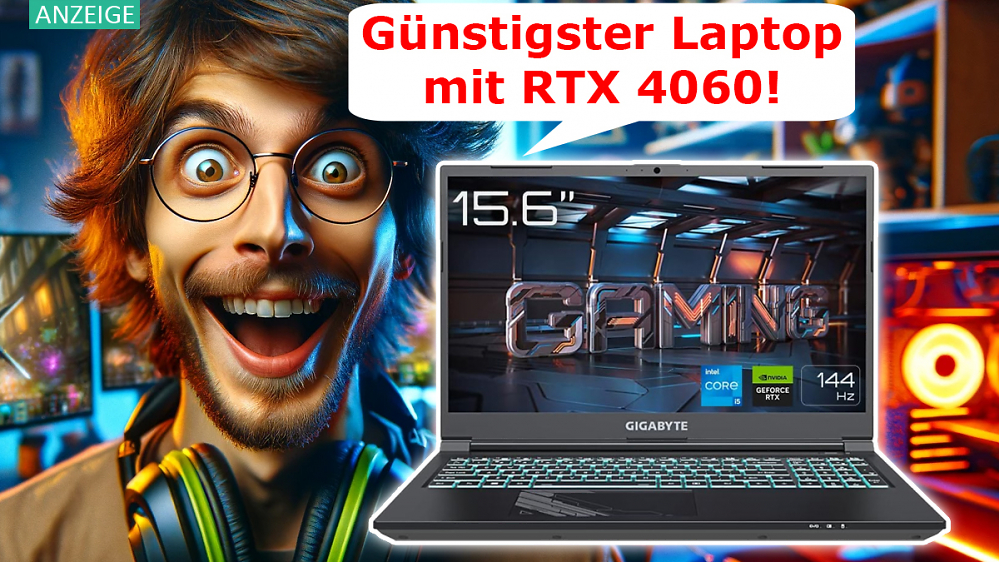 Gaming-Laptop günstig wie nie: Gigabyte G5 mit 15,6" 144 Hz IPS, Core i5, RTX 4060 bei Amazon im Angebot