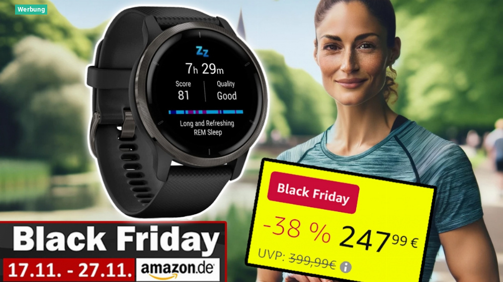 Über 150 Euro Rabatt auf Garmin Venu 2: Amazon mit Bestpreis für GPS-Fitness-Smartwatch mit AMOLED zum Black Friday