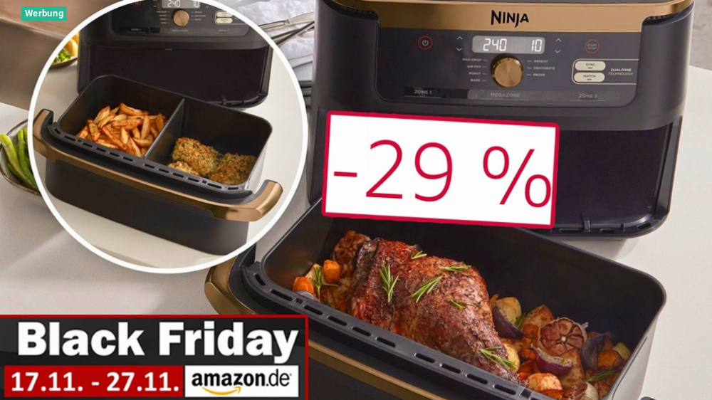 Satter Rabatt zum Start: Neue Ninja Foodi Heißluftfritteuse toppt beliebte Dual Zone AF400EU