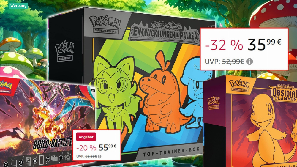 Bereits vor dem Black Friday ein Mega-Deal! Starke 32 % Rabatt auf Pokémon Top-Trainer-Box Karmesin & Purpur im Amazon Angebot
