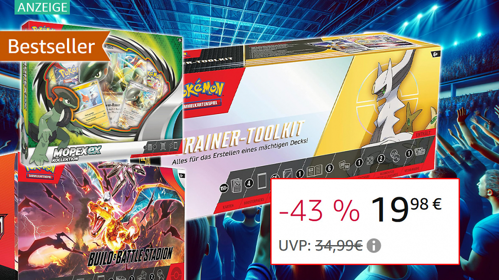 Amazon spinnt! 43 % Mega-Rabatt auf Pokémon Trainer-Toolkit mit Arceus-VSTAR, 4 Boosterpacks, Kartenhüllen und viel mehr