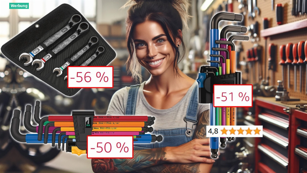 Kein Preisfehler! Wera Winkelschlüsselsätze und Ringmaulschlüssel mit bis zu 56 % Rabatt