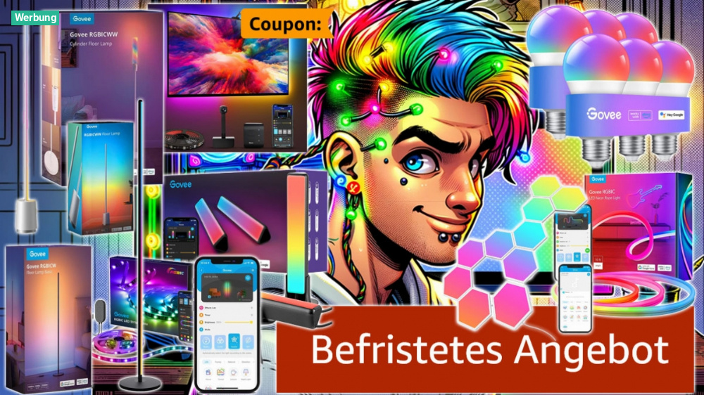 Amazon schmeißt Govee raus: Stehlampe, Strips, Lightbar, TV-Hintergrundbeleuchtung uvm. im großen Sale