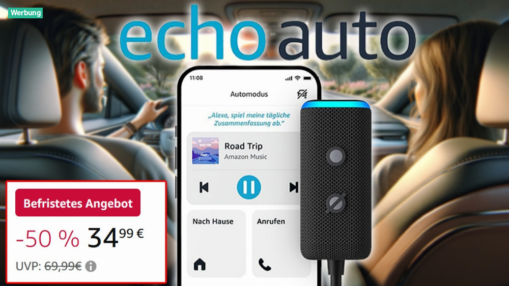 Kein Scherz! Amazon Alexa zum halben Preis für das Auto - Jetzt 50 % Rabatt auf Echo Auto sparen