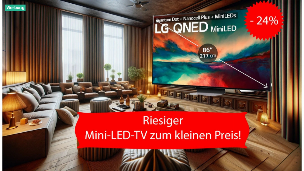 Preisfehler bei Amazon? Riesiger Mini-LED-TV von LG über 1.000 Euro günstiger