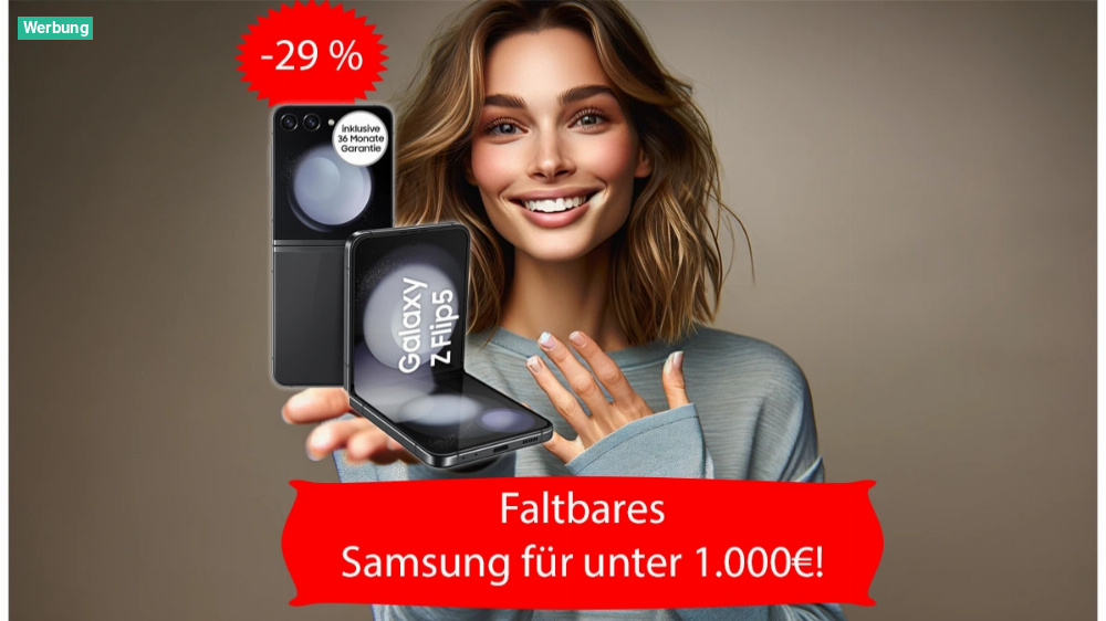 Mit Amazon Sorglos-Garantie: Faltbares Galaxy Z Flip 5 gibt es 29 Prozent günstiger 