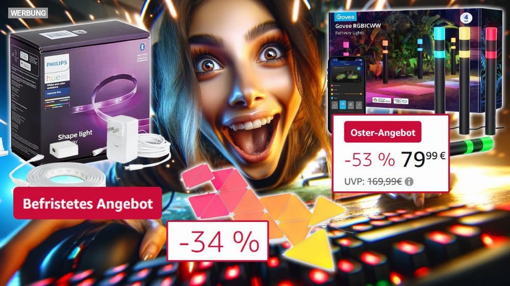 Govee, Philips Hue oder Nanoleaf? Egal! Nur noch wenige Stunden starke Rabatte auf alle Marken im Amazon Oster-Angebot