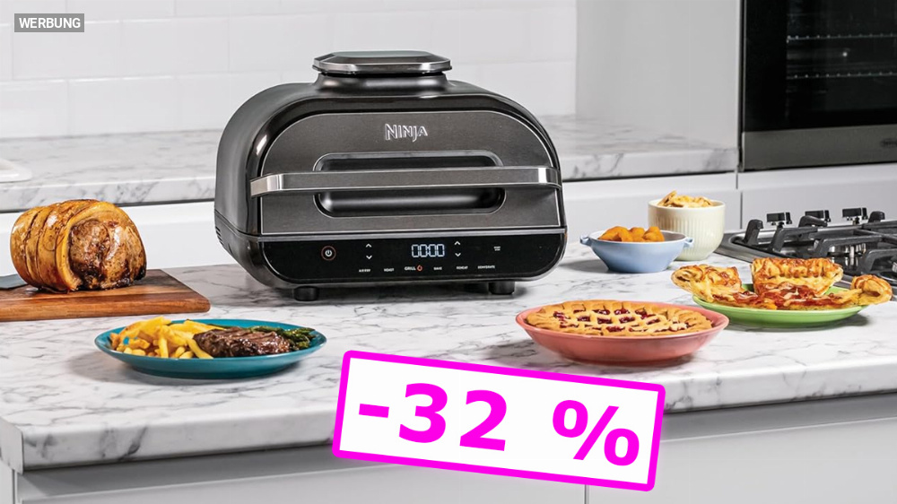 Nur kurz über 30 % Rabatt: Grill und Heißluftfritteuse Ninja Foodi Max AG551EU bei Amazon