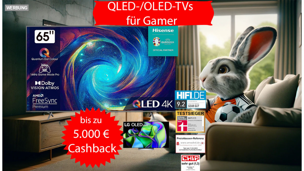 Nur noch bis Sonntag: 5.000 Euro Cashback bei OLED-TV und QLED-TV-Schnäppchen (Update)