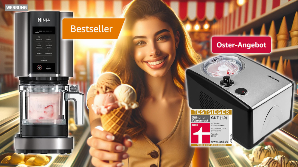 Konkurrenz für Ninja CREAMi: Testsieger Eismaschine mit Kompressor von Medion im Amazon Oster-Angebot (Update)