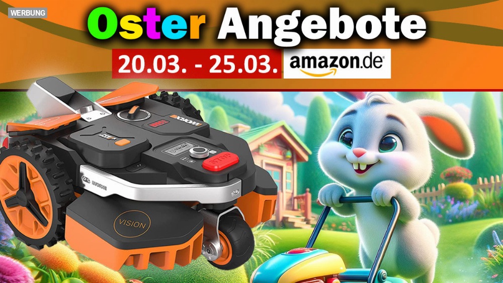 Amazon rasiert den Preis: Endlich ein Mähroboter ohne Begrenzungskabel mit 300€ Rabatt im Oster-Sale!