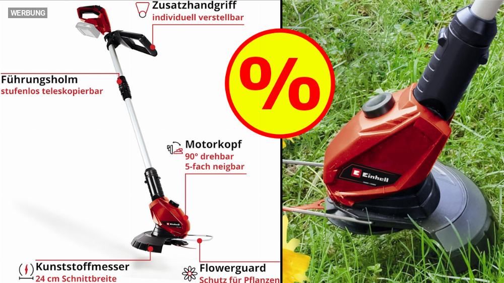 Nirgends günstiger: Einhell Akku-Rasentrimmer mit höchstem Rabatt bei Amazon