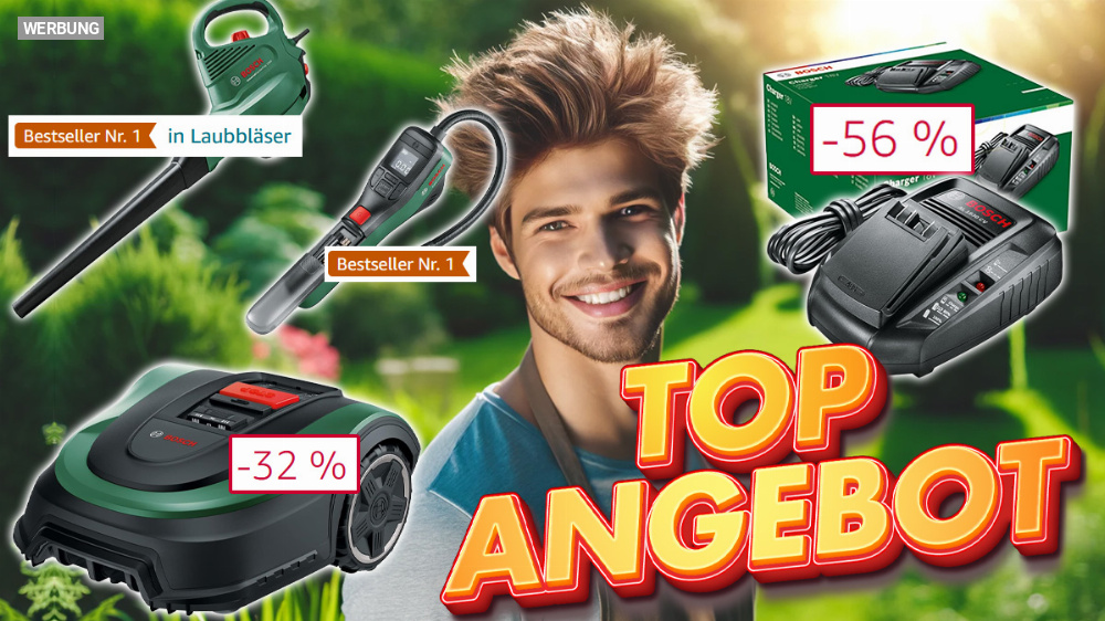 Amazon schmeißt Bosch Home and Garden raus: Bis zu 56 % Rabatt auf 18-Volt-Akkus, Rasenmäher, Säbelsägen, Rasentrimmer und vieles mehr - Mega-Sale!