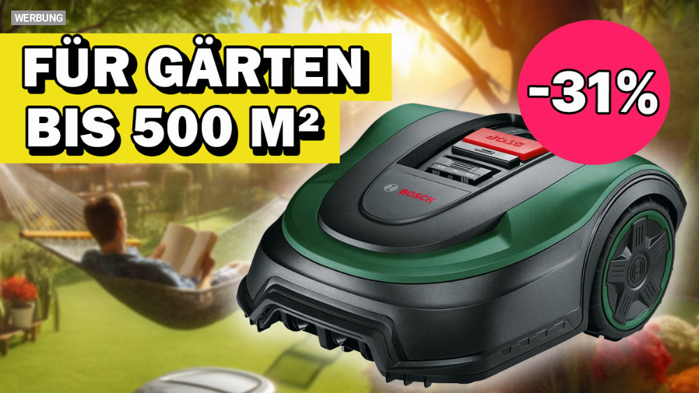 Warum ein Mähroboter ohne Begrenzungskabel? Jetzt 312,99€ günstiger: Smarter Rasenmäher von Bosch mit 18V Akku und Ladestation 31 % reduziert (Update)