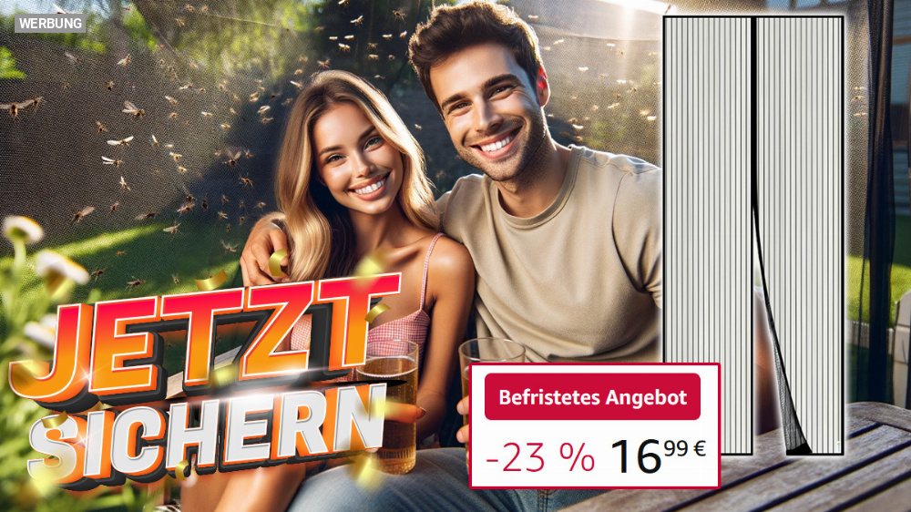 Insekten Adé: Unter 17 Euro für Amazons Bestseller-Fliegengittertür mit Magnet - nur für kurze Zeit!