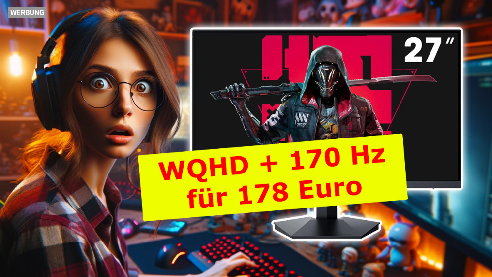Genialer Aktionspreis: 27-Zoll-Gaming-Monitor mit WQHD und 170 Hz für 178 Euro bei Amazon