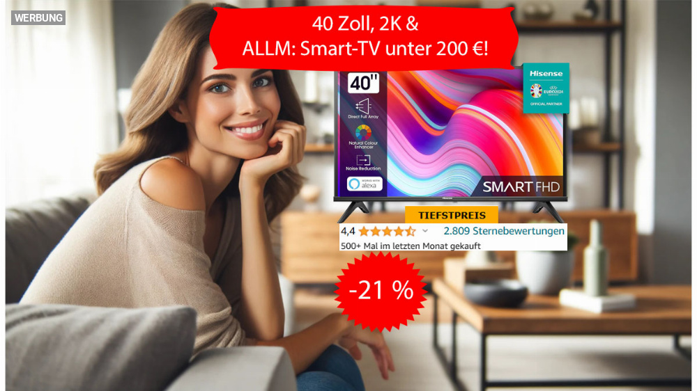 Für Netflix, Prime Video und Co.: Smart-TV mit 40 Zoll unter 200 Euro? Nein, das ist kein Witz von Amazon 