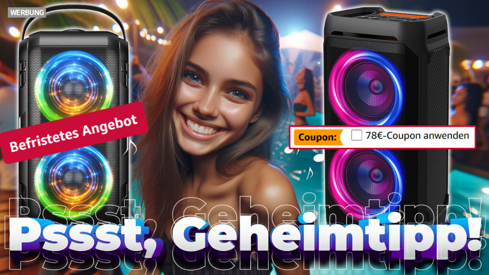 Dieser Geheimtipp schlägt preislich selbst JBL Partyboxen! Wasserdichter Lautsprecher mit Bluetooth und Deep Bass nur kurz mit 120 Euro Rabatt