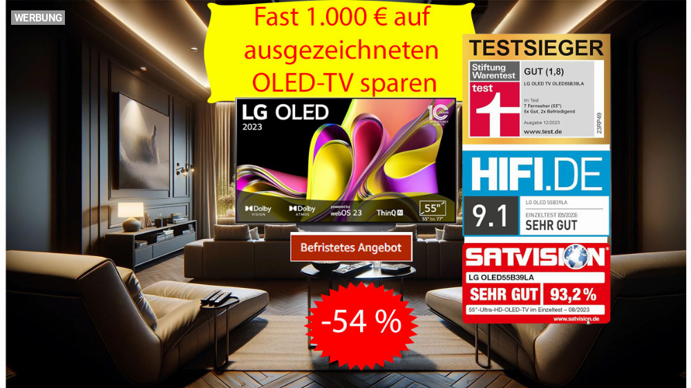 Otto schlägt Amazon mit Extra-Rabatt: Auf empfehlenswerten OLED-TV von LG fast 1.000 Euro sparen (Update)